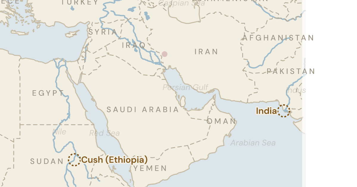 Map of Esther 1: A feast in Susa for an empire from India to Cush — 1 sites plotted