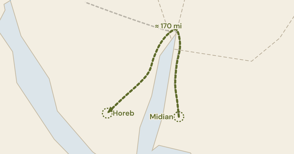 Map of Exodus 3:1: The far side of the wilderness, and a shepherd at the mountain of God — 0 sites plotted