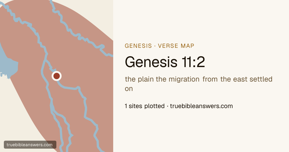 Map of Genesis 11:2: the plain the migration from the east settled on — 1 sites plotted