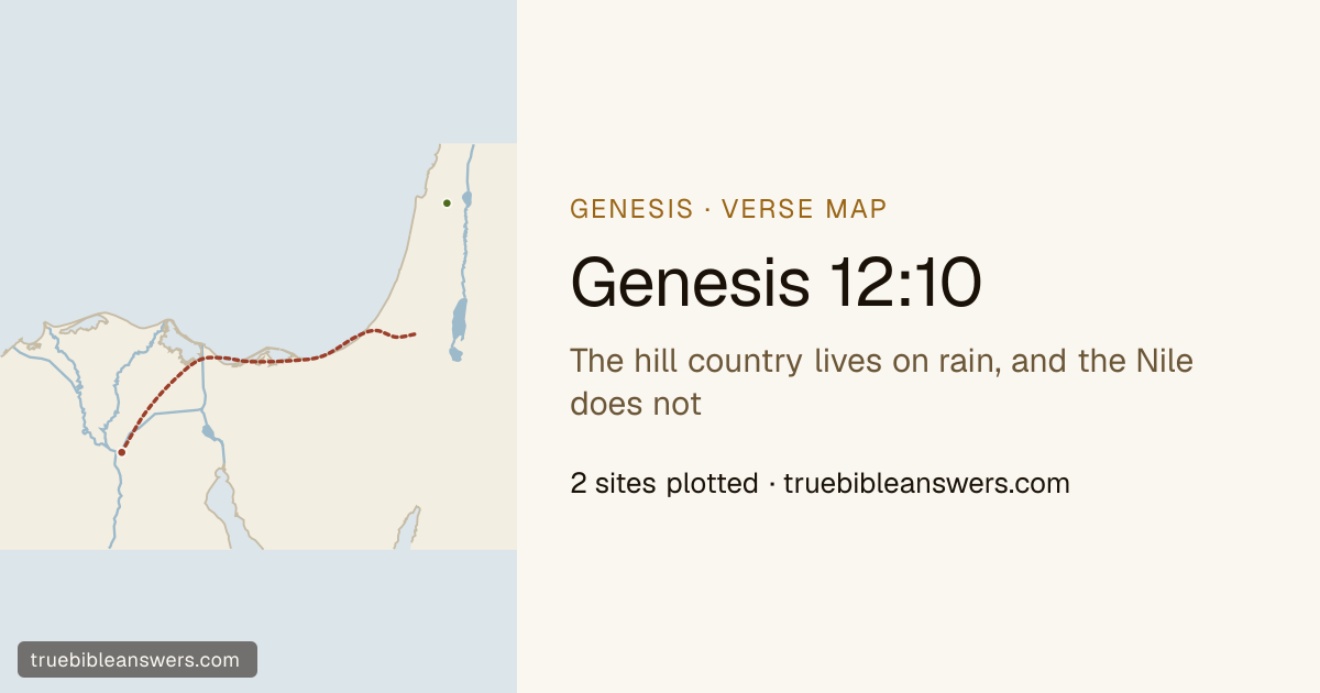 Map of Genesis 12:10: The hill country lives on rain, and the Nile does not — 2 sites plotted