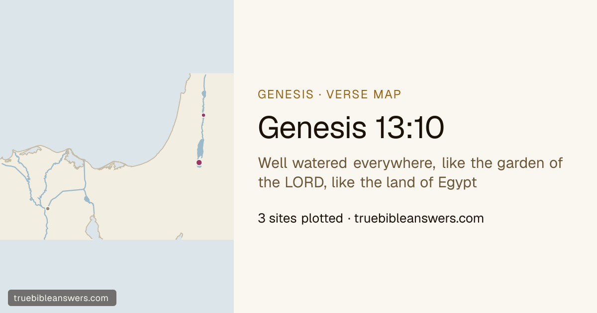 Map of Genesis 13:10: Well watered everywhere, like the garden of the LORD, like the land of Egypt — 3 sites plotted