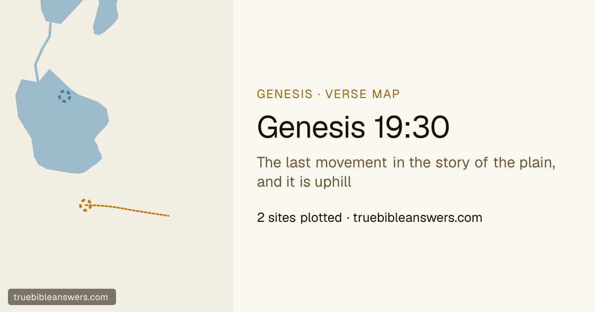Map of Genesis 19:30: The last movement in the story of the plain, and it is uphill — 2 sites plotted