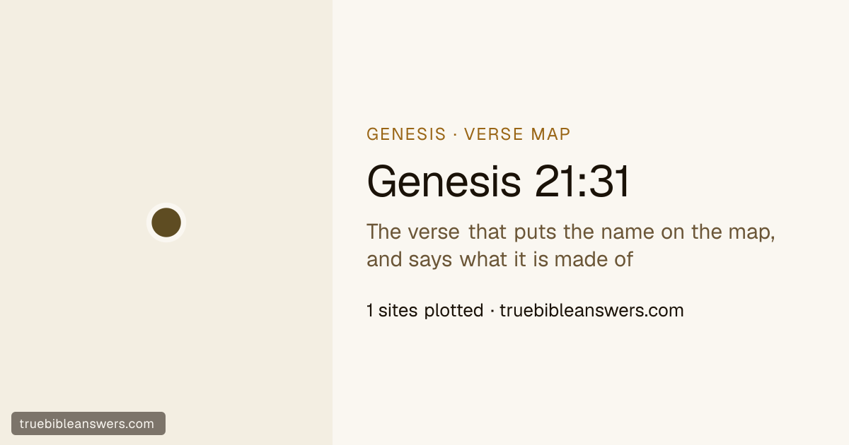 Map of Genesis 21:31: The verse that puts the name on the map, and says what it is made of — 1 sites plotted