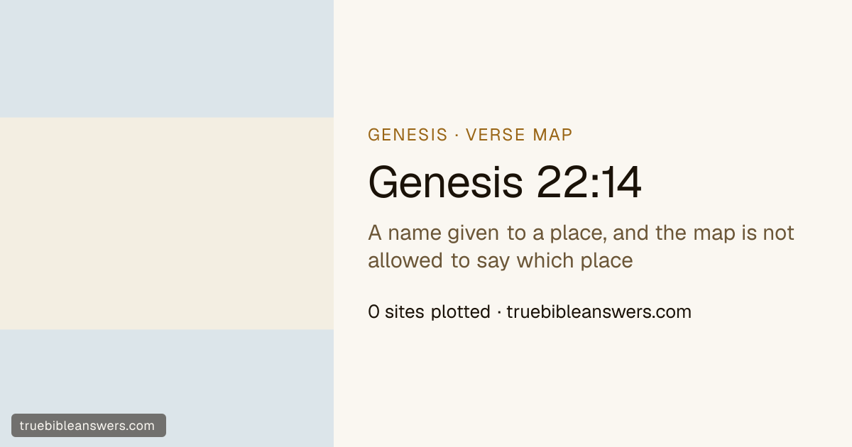 Map of Genesis 22:14: A name given to a place, and the map is not allowed to say which place — 0 sites plotted