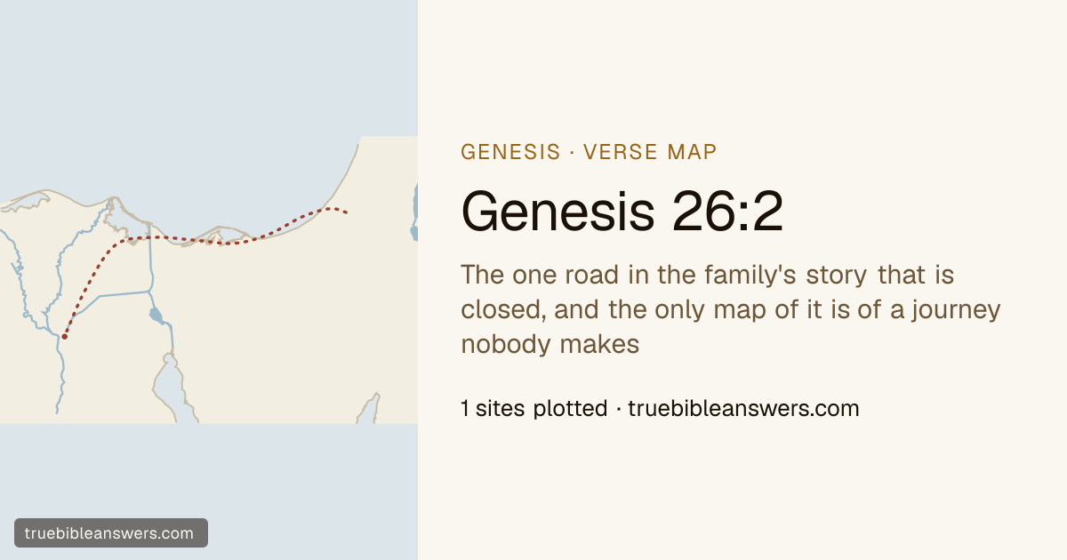 Map of Genesis 26:2: The one road in the family's story that is closed, and the only map of it is of a journey nobody makes — 1 sites plotted