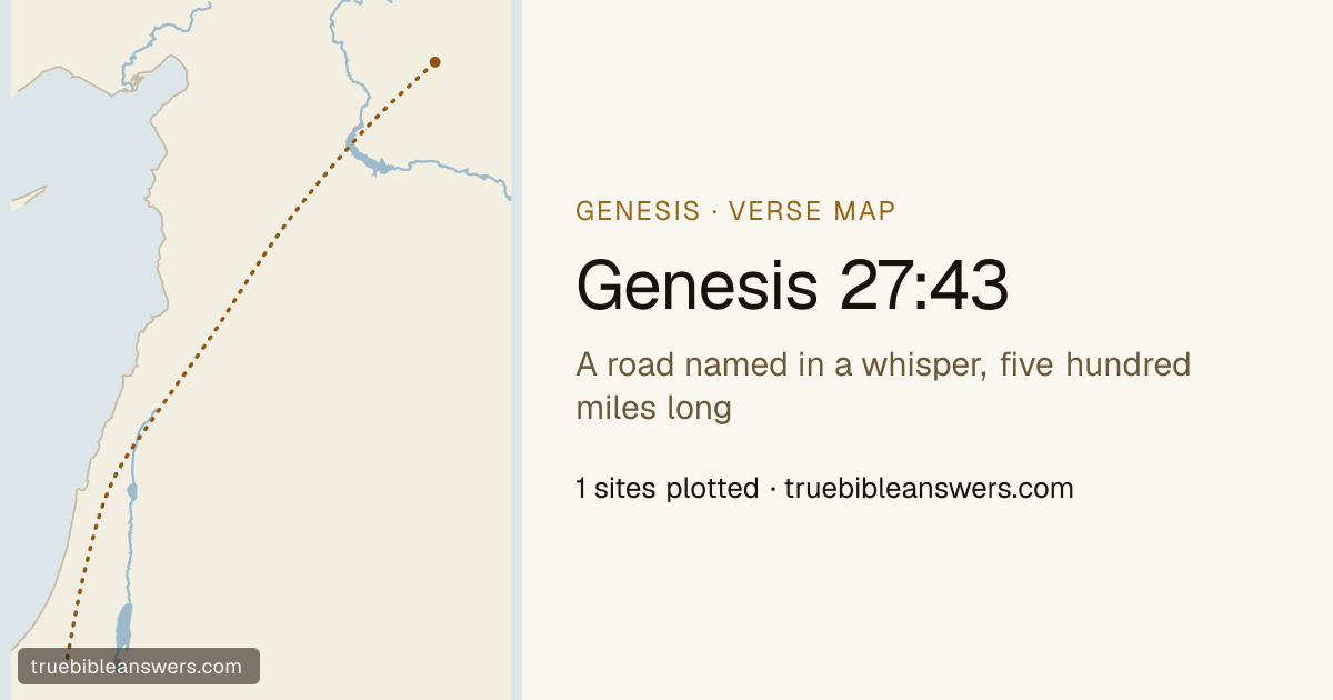 Map of Genesis 27:43: A road named in a whisper, five hundred miles long — 1 sites plotted