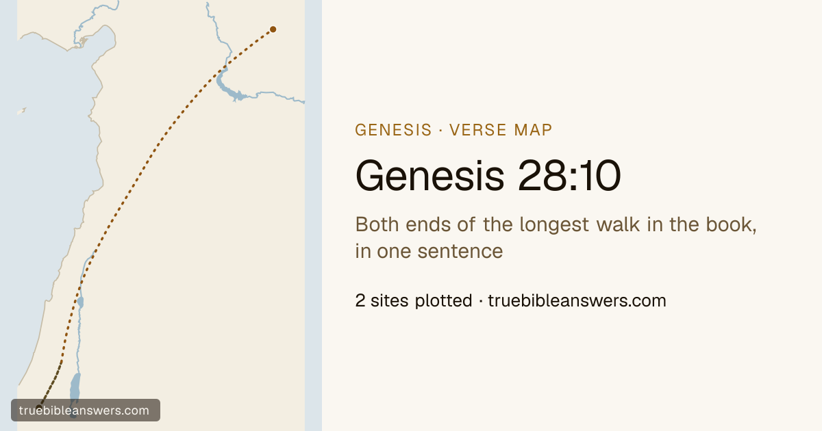 Map of Genesis 28:10: Both ends of the longest walk in the book, in one sentence — 2 sites plotted