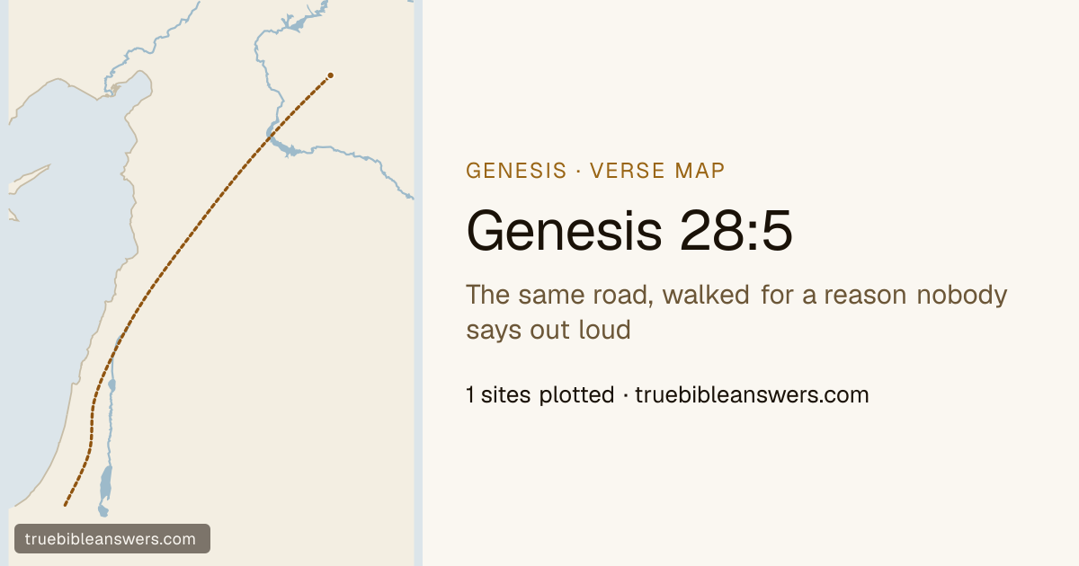 Map of Genesis 28:5: The same road, walked for a reason nobody says out loud — 1 sites plotted