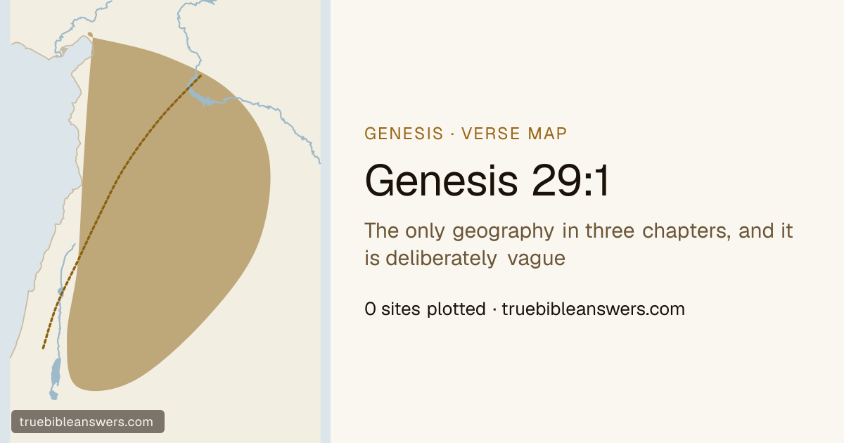 Map of Genesis 29:1: The only geography in three chapters, and it is deliberately vague — 0 sites plotted