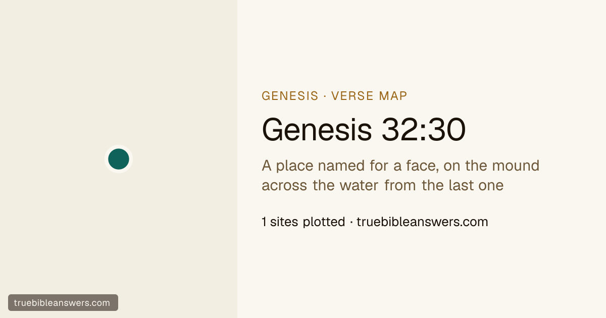 Map of Genesis 32:30: A place named for a face, on the mound across the water from the last one — 1 sites plotted
