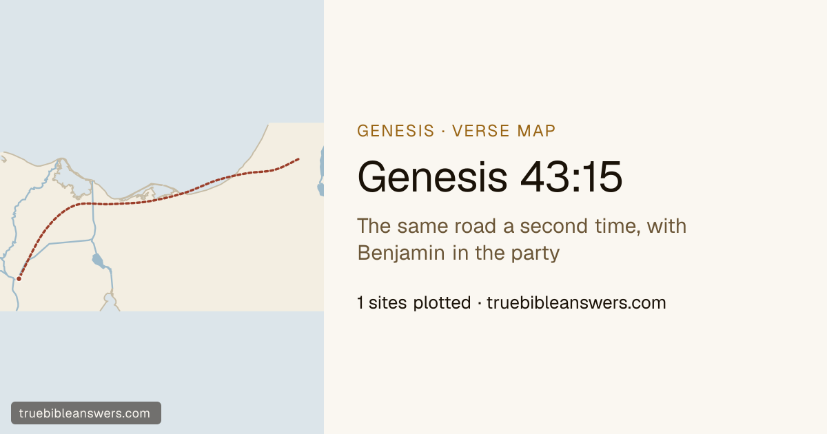 Map of Genesis 43:15: The same road a second time, with Benjamin in the party — 1 sites plotted