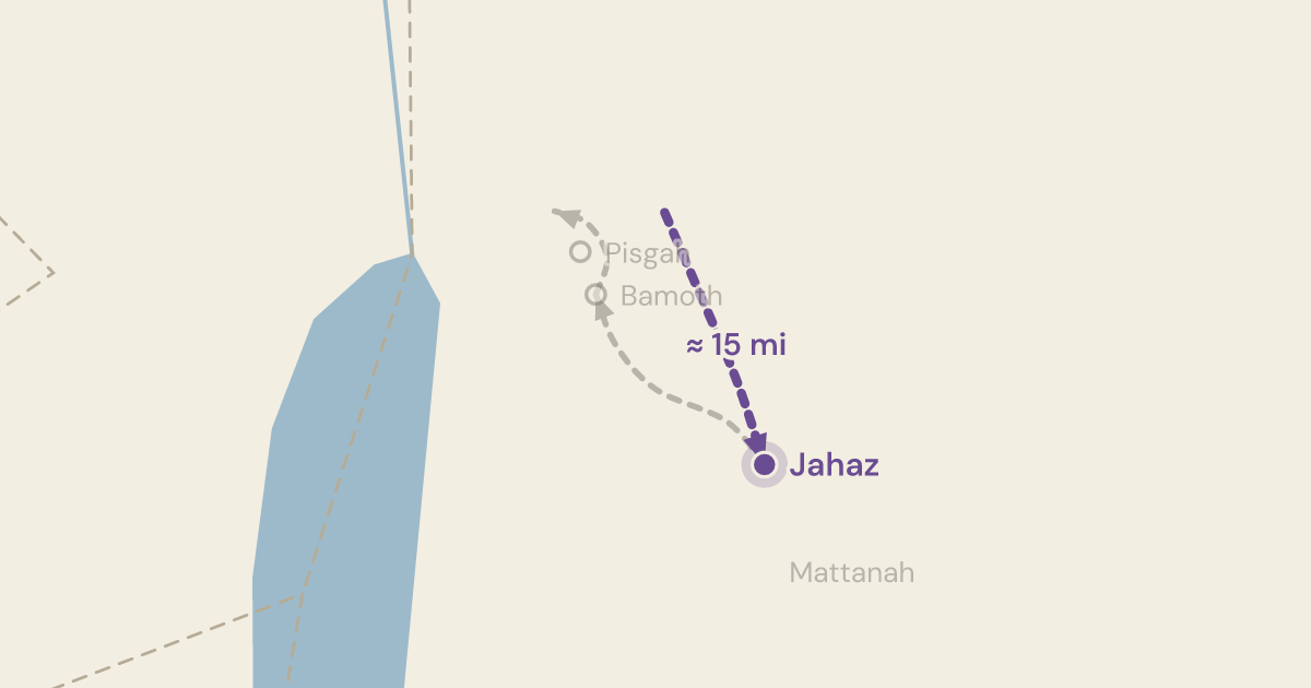 Map of Numbers 21:23: Asked for a road, Sihon brings an army out of Heshbon instead — 1 sites plotted