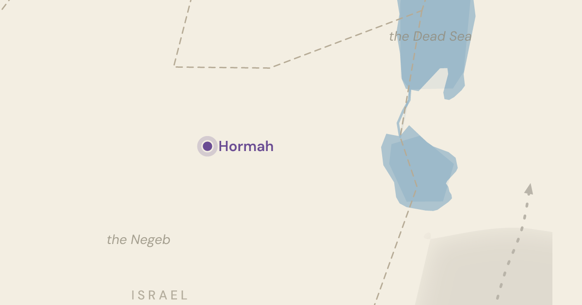 Map of Numbers 21:3: The ground of the rout at 14:45, taken this time, and named for what was done there — 1 sites plotted