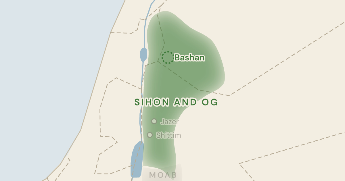 Map of Numbers 32:33: The first land given out in the whole story, and it lies east of the Jordan — 0 sites plotted