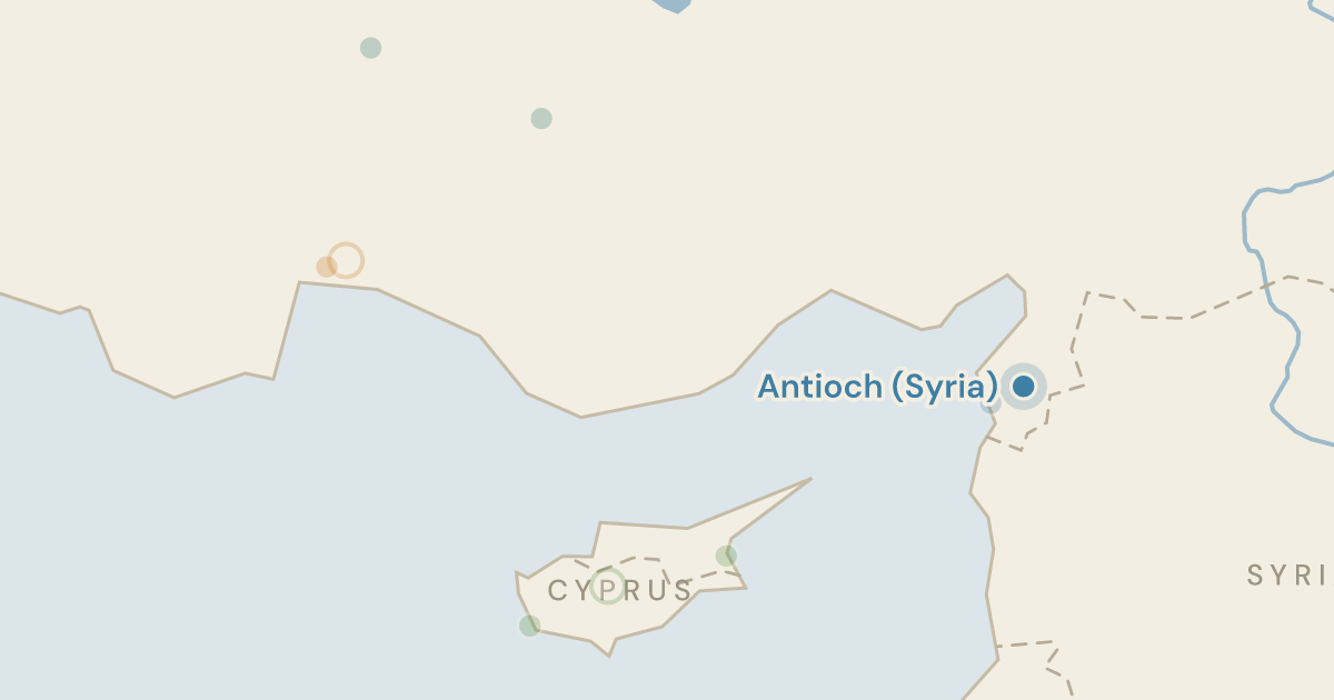 Map of Acts 13–14: Out through Cyprus, back through every town they had just left — 13 sites plotted