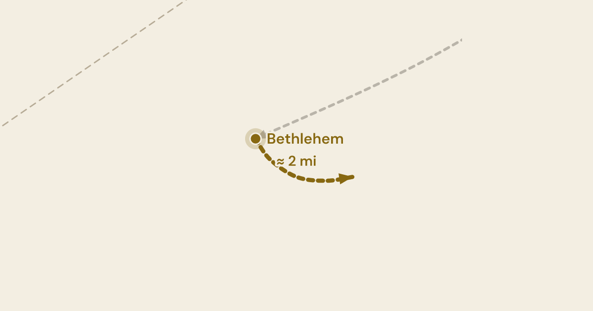 Map of Ruth 2:4: Boaz walks out from the town to his barley, and finds a Moabite gleaning in it — 1 sites plotted