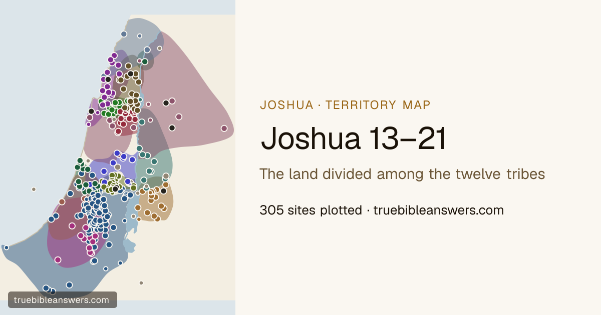 Map of Joshua 13–21: The land divided among the twelve tribes — 305 sites plotted